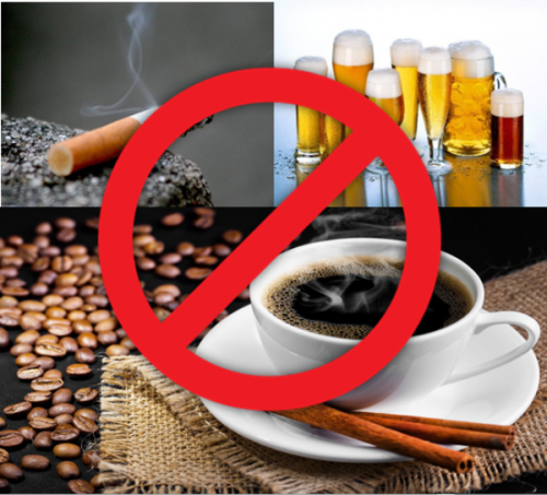Tránh xa cá phê, rượu, bia, thuốc lá, ...